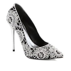 Alexander McQueen Crystal and Crochet Pumps